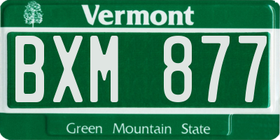 VT license plate BXM877