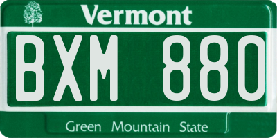 VT license plate BXM880
