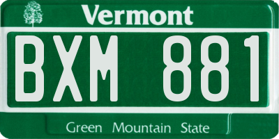 VT license plate BXM881
