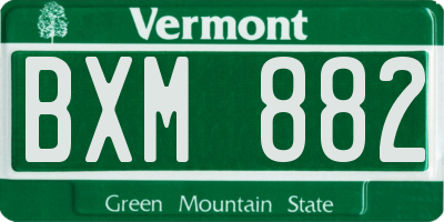 VT license plate BXM882
