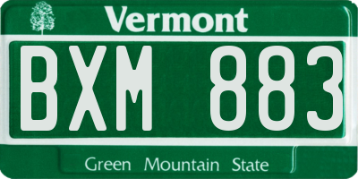 VT license plate BXM883