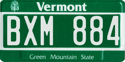 VT license plate BXM884