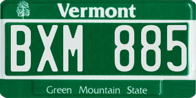 VT license plate BXM885