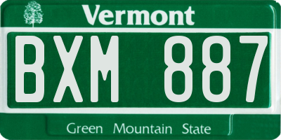 VT license plate BXM887