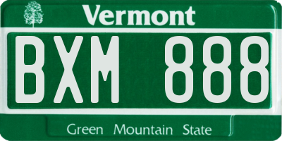 VT license plate BXM888