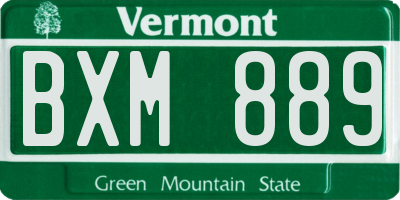VT license plate BXM889