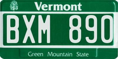 VT license plate BXM890