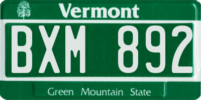 VT license plate BXM892