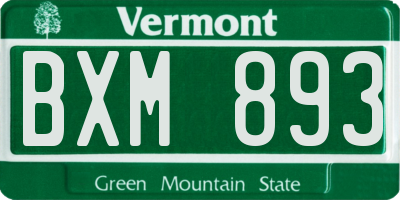VT license plate BXM893