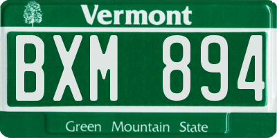 VT license plate BXM894