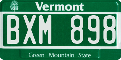 VT license plate BXM898