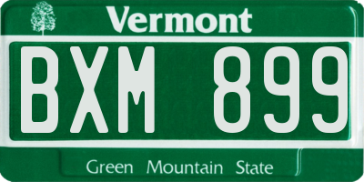 VT license plate BXM899