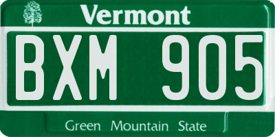 VT license plate BXM905