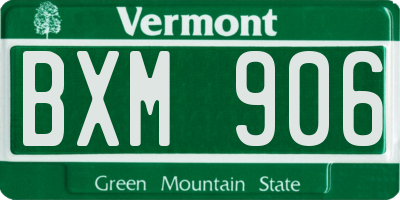 VT license plate BXM906