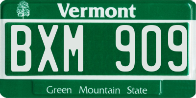 VT license plate BXM909