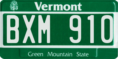 VT license plate BXM910