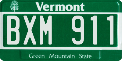 VT license plate BXM911