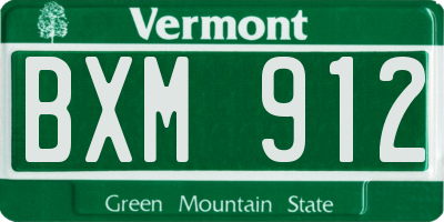 VT license plate BXM912