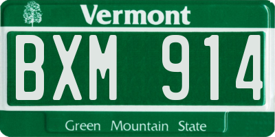 VT license plate BXM914