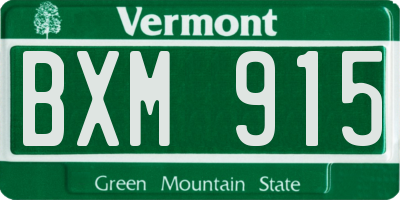 VT license plate BXM915