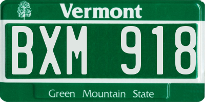 VT license plate BXM918