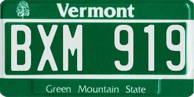VT license plate BXM919