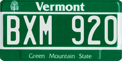 VT license plate BXM920