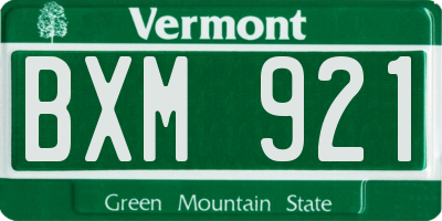 VT license plate BXM921