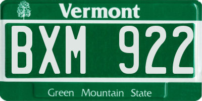 VT license plate BXM922