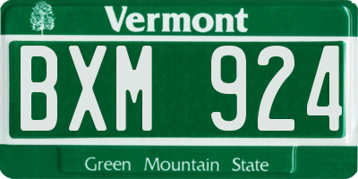 VT license plate BXM924