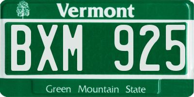 VT license plate BXM925