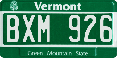 VT license plate BXM926