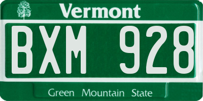 VT license plate BXM928