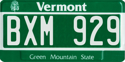 VT license plate BXM929