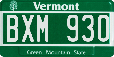 VT license plate BXM930
