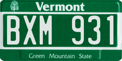 VT license plate BXM931