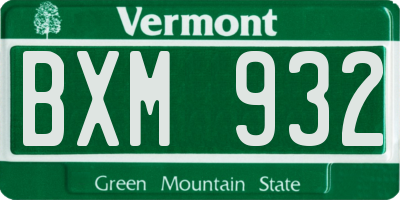 VT license plate BXM932