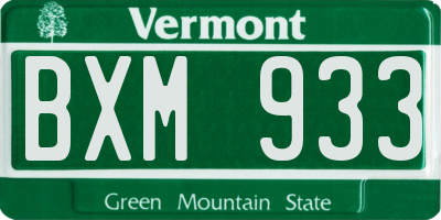 VT license plate BXM933
