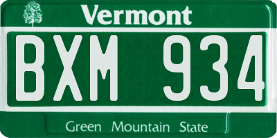 VT license plate BXM934