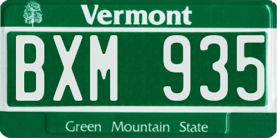 VT license plate BXM935