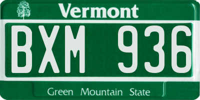 VT license plate BXM936