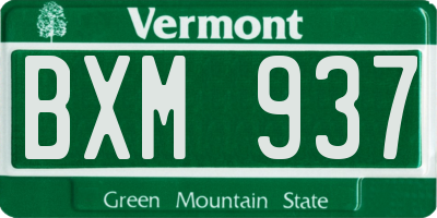 VT license plate BXM937