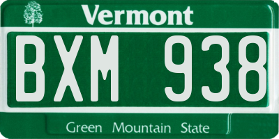 VT license plate BXM938
