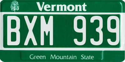 VT license plate BXM939
