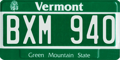 VT license plate BXM940