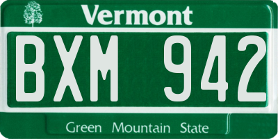 VT license plate BXM942