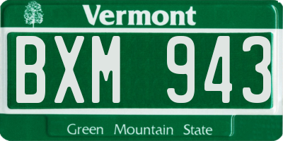 VT license plate BXM943