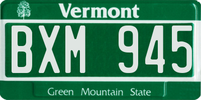 VT license plate BXM945