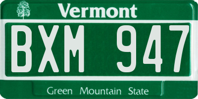 VT license plate BXM947