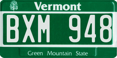 VT license plate BXM948